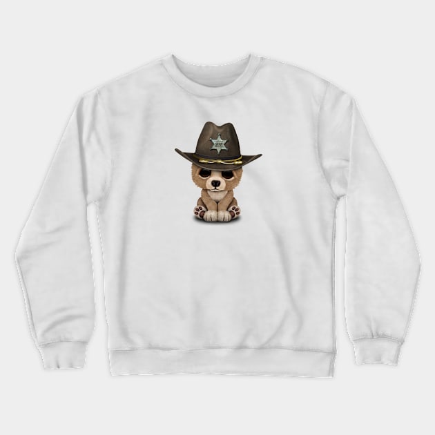 Cute Baby Bear Cub Sheriff Crewneck Sweatshirt by jeffbartels